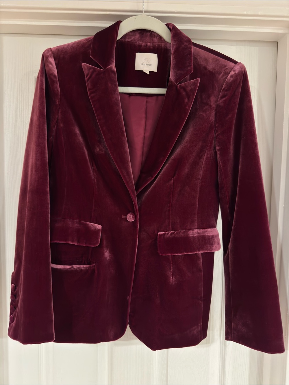 cinq a sept Deep Burgundy Velvet Blazer
